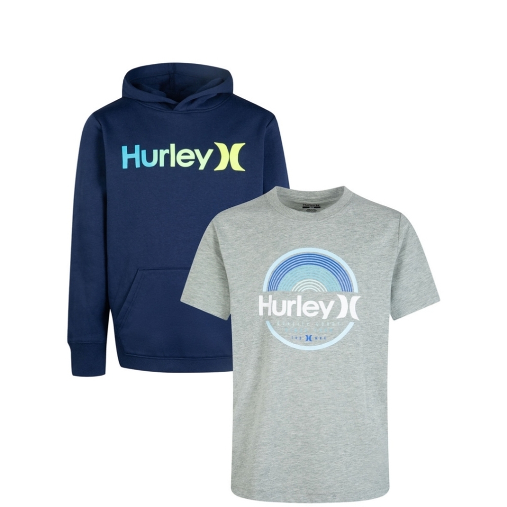 2-Pack HURLEY Youth Boy's Hoodie Sweater and Tee Shirt Set - NWT